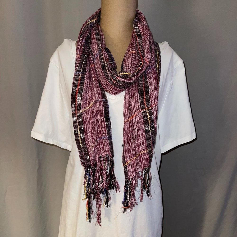 Multi Color Plaid Scarf w/ Shimmer